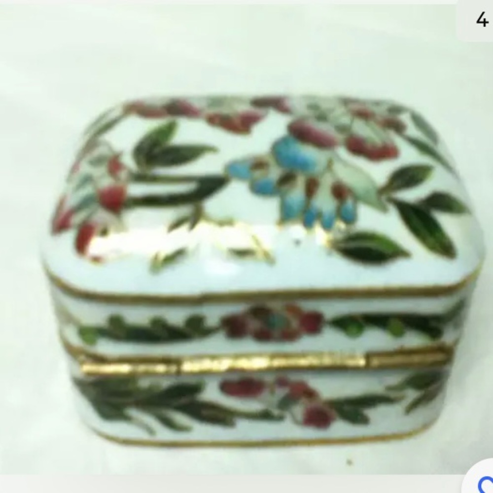 Vintage, Elegant, Cloissone Rectangular Hinged Tr… - image 4